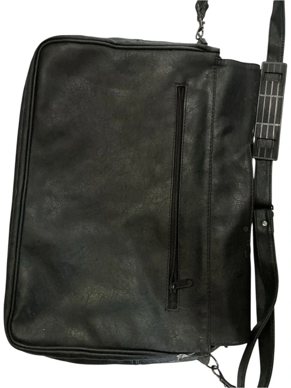 Men's Black Leather Messenger Bag - Classic Carry Computer Bag